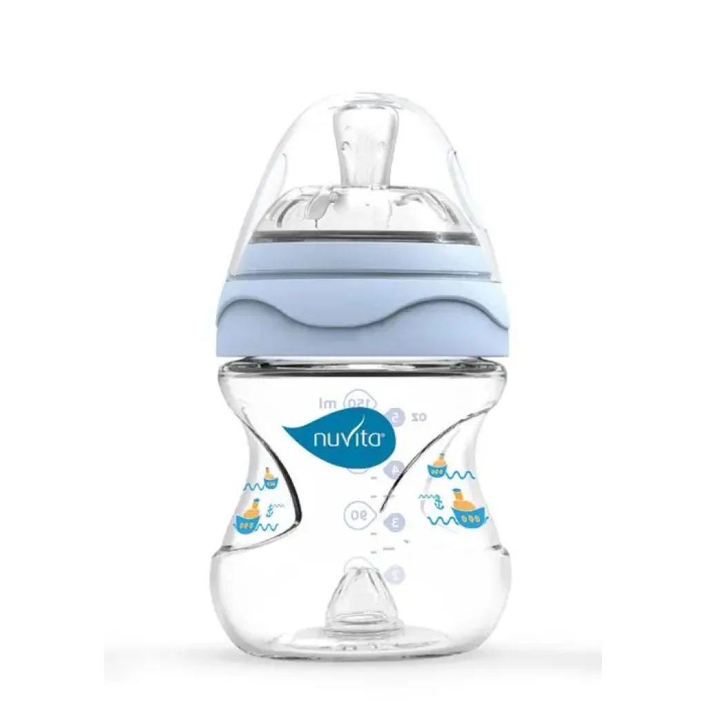 Пляшка для годування Nuvita Mimic 150мл, 0міс+, антиколікова, блакитний (NV6010Blue) UA