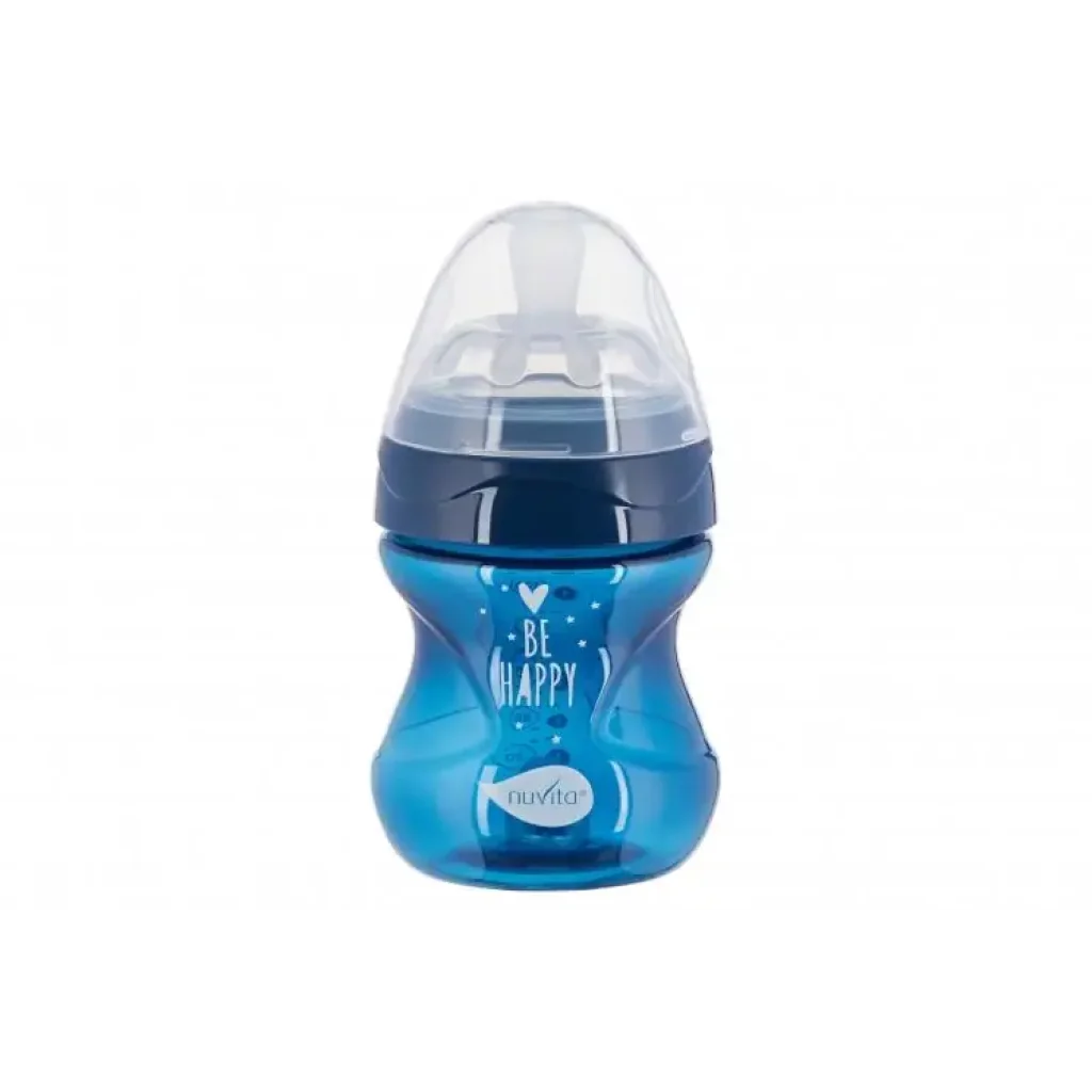 Пляшка для годування Nuvita Mimic Cool 150мл, 0міс+, антиколікова, темно-синій (NV6012NIGHTBLUE) UA