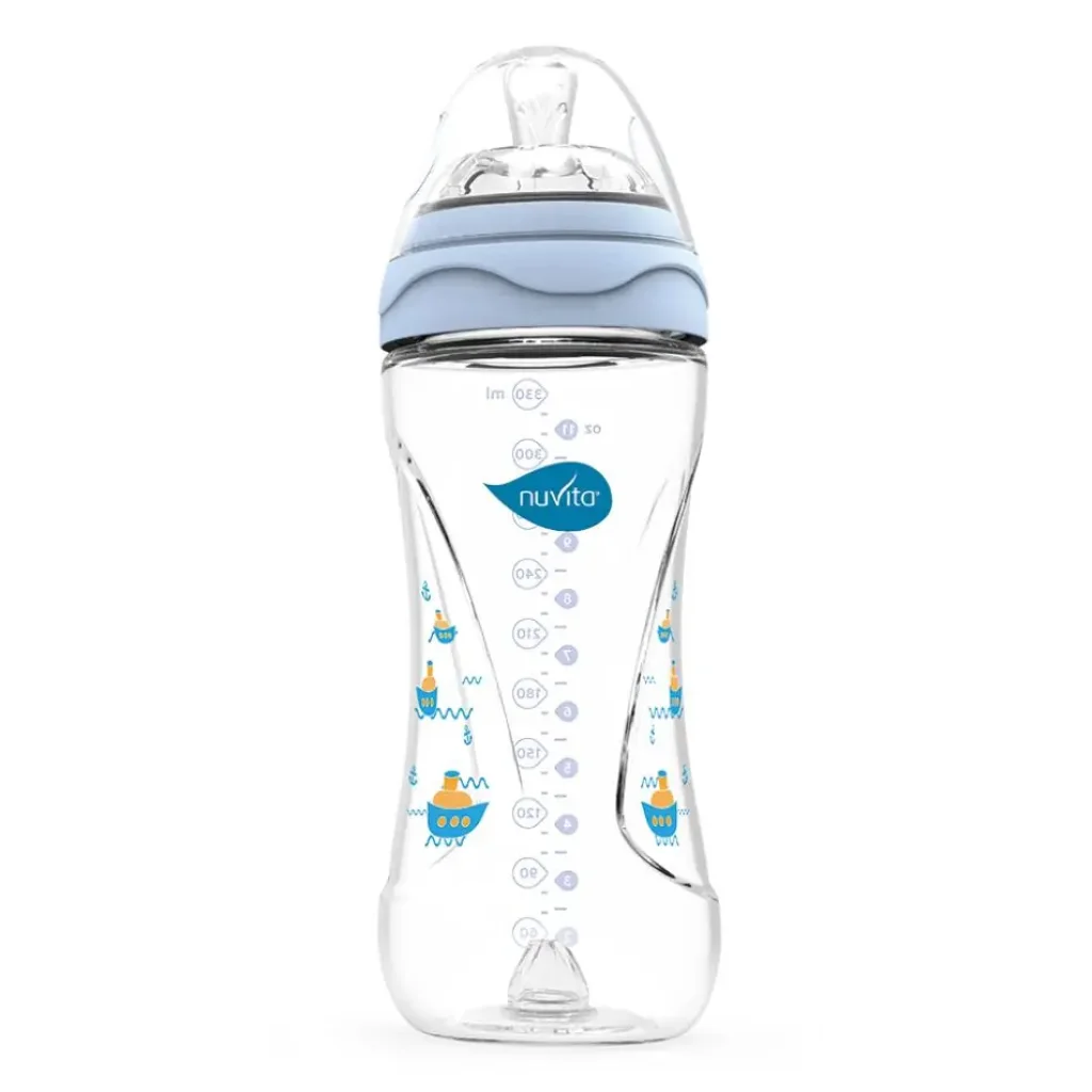 Пляшка для годування Nuvita Mimic 330мл, 4міс+, антиколікова, блакитний (NV6050Blue) UA