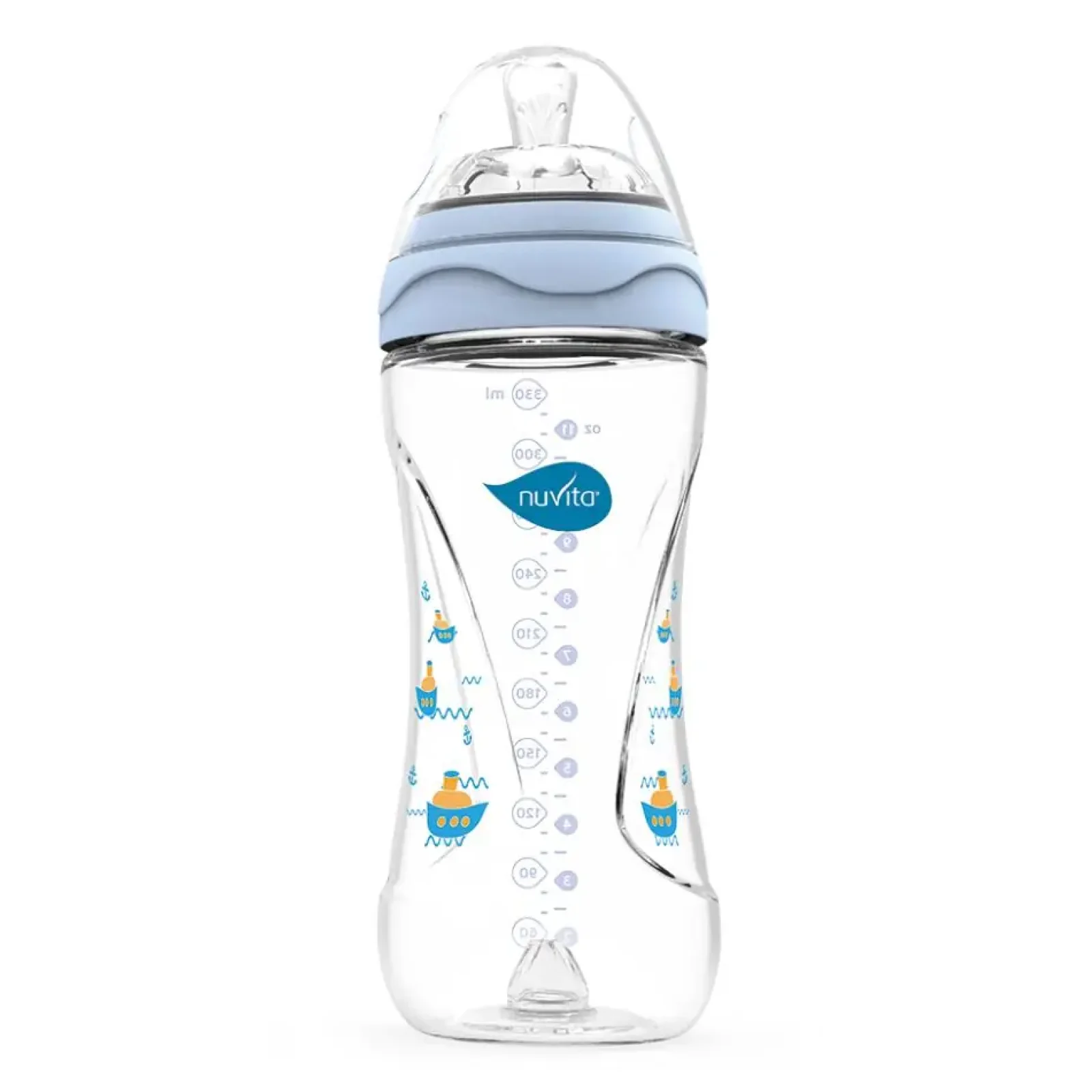 Пляшка для годування Nuvita Mimic 330мл, 4міс+, антиколікова, блакитний (NV6050Blue) UA