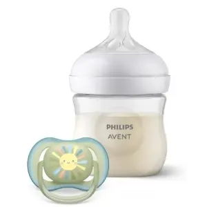 Набір пляшка для годування Avent Natural 125 мл, природній потік + Пустушка Ulta Air 0-6м (SCD837/10) UA