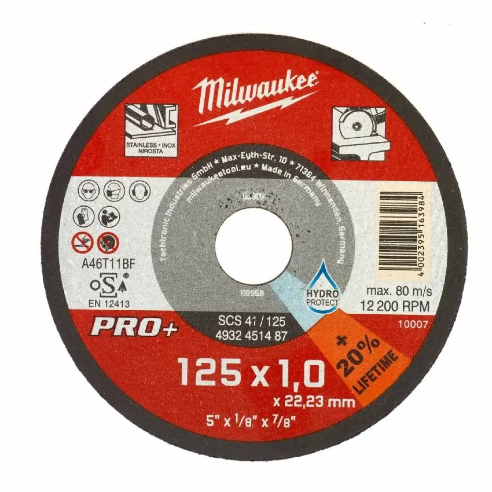 Диск відрізний Milwaukee по металу PRO+, 125х1х22.2мм (4932451487) UA