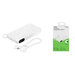 Зовнішній акумулятор Belkin 20000мА·год, 20Вт, з дисплеєм, білий (BPB028HQWH) UA