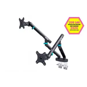 Кріплення DIGITUS Dual Monitor Clamp, 2 x до 35"/10кг, з нахилом, поворотом, чорне (DA-90471) UA