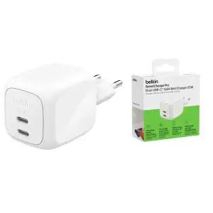 МЗП Belkin 67Вт 2хUSB-С GAN PD PPS, білий (WCH020KQWH) UA