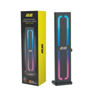 Тримач для VGA 2E GAMING Heracles ARGB SPRT-VGA 5V, 0.3A, 1.5W, 3pin, ARGB, алюміній, чорний (2E-SPRT-VGA) UA