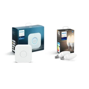 Набір Philips Hue (Bridge, лампа E14 White 2шт), BRIDGE+E14W_2P UA