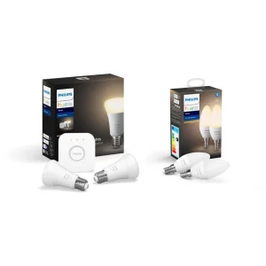 Набір Philips Hue (Bridge, лампа E27 White 2 шт, лампа E14 White 2шт), BRIDGE+E27W_2PCS+E14W_2P UA