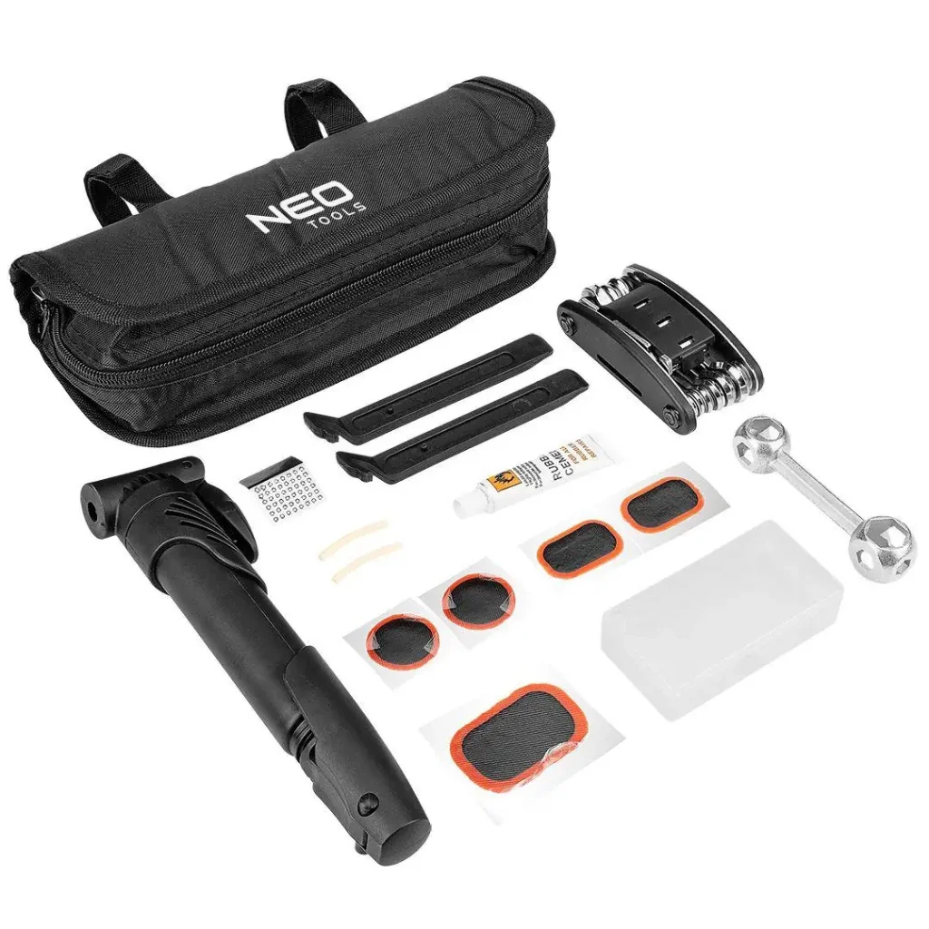 Набір для ремонту велосипеда Neo Tools, 15 предметів, сумка з поліестеру 1680D, 23x15x6см (91-013) UA