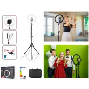 Штатив зі світлодіодним кільцем Ring Light Kit Hama SpotLight Steady 120 Bluetooth Black, 00004643 UA