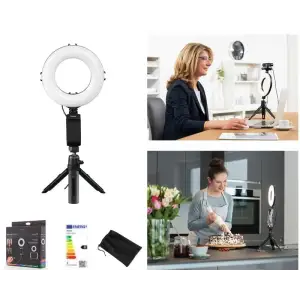 Штатив зі світлодіодним кільцем Ring Light Kit Hama SpotLight Work Area 67 Bluetooth Black, 00004644 UA