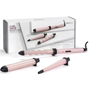 Мультистайлер Babyliss Curl & Wave Trio Styler, 58Вт, темп.режимов-2, 180°C, 210°C , термо килимок, рукавиця, кераміка, чорно-рожевий (MS750E) UA