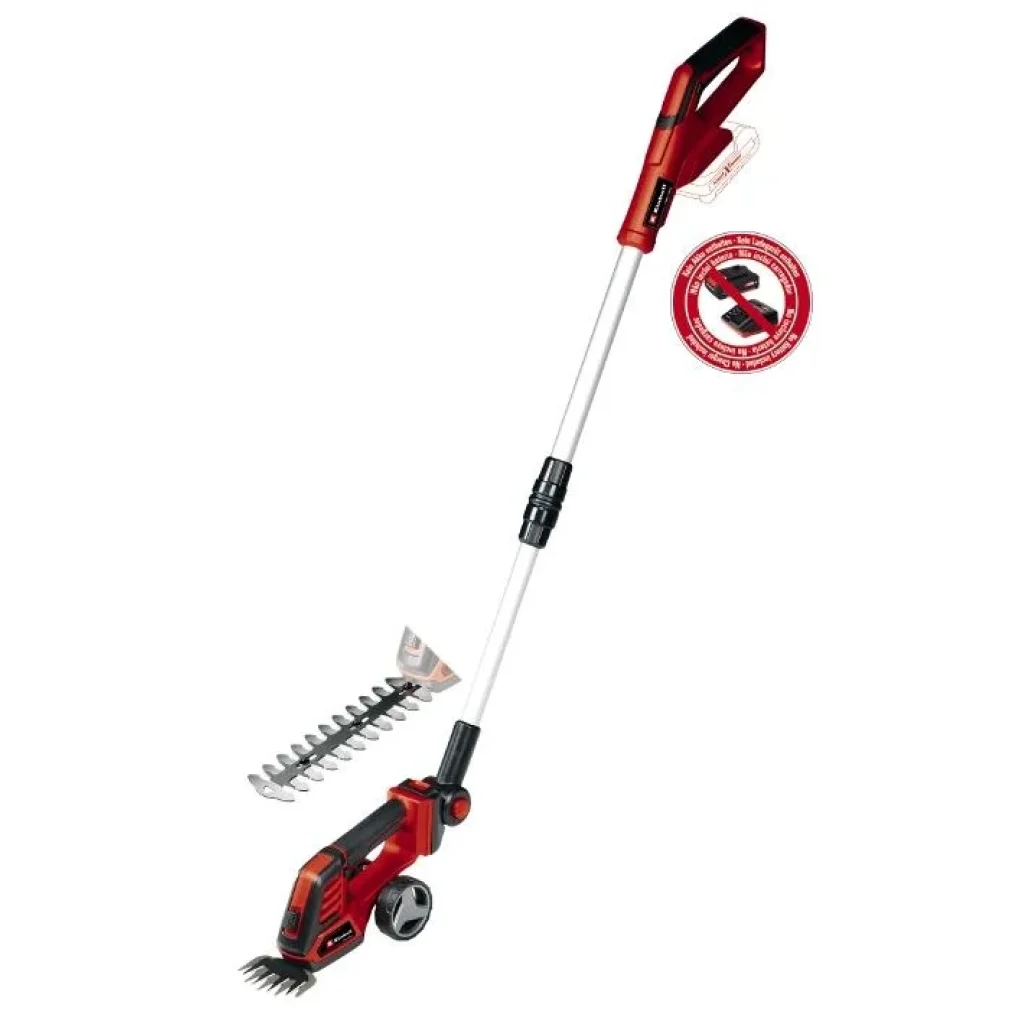 Ножиці для трави акум Einhell GE-CG 18/100 Li T - Solo, 18В, PXC, леза 100/200 мм, телескоп. ручка, 0.7 кг (без АКБ і ЗП), 3410310 UA