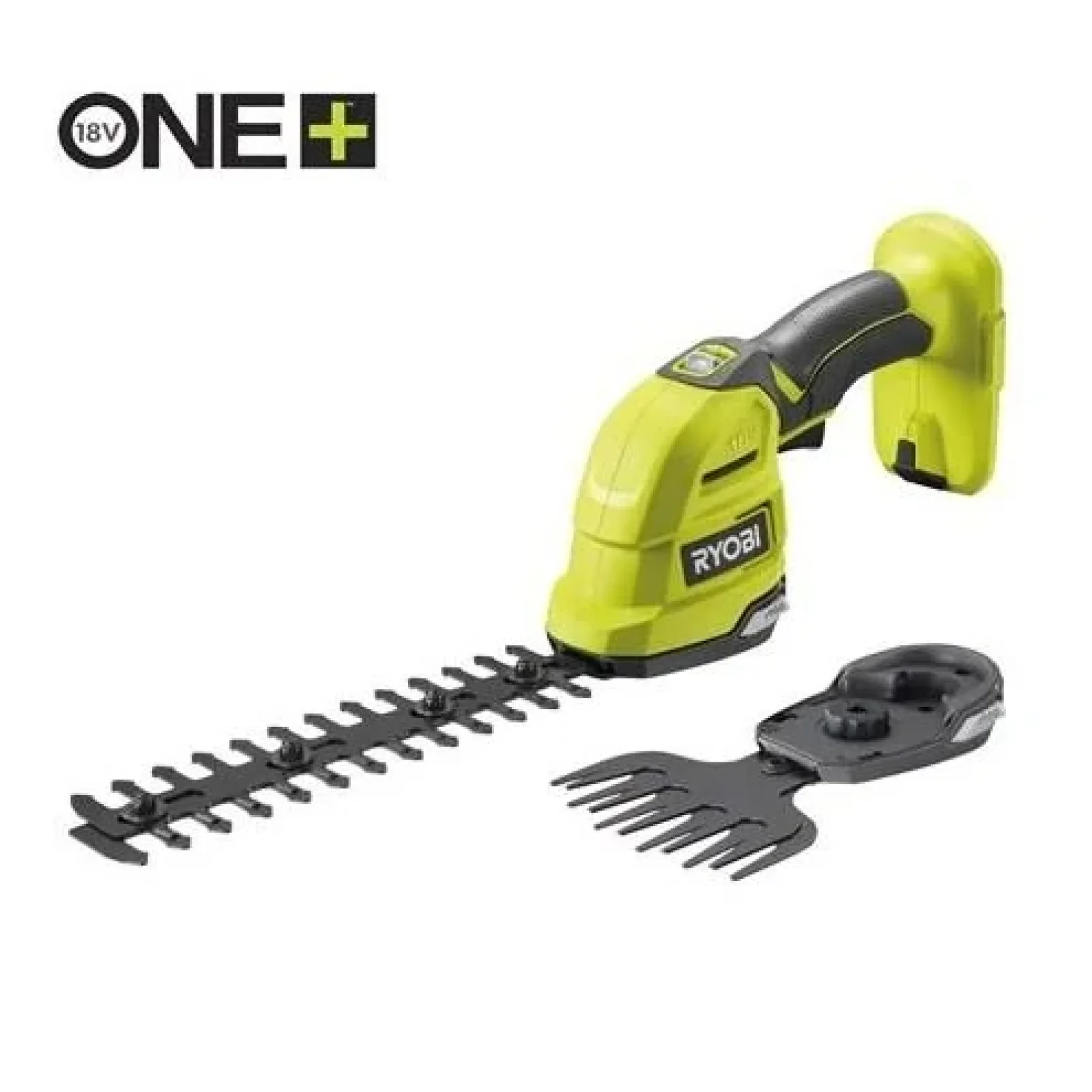 Ножиці акумуляторні для трави Ryobi RY18GSA-0 + насадка-кущоріз, ONE+ 18 В, лезо 20 см, (без АКБ та ЗУ), 5133005764 UA