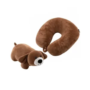 Подушка-трансформер для шиї ARDESTO Travel Сute Dog 30х30см, полістиролові кульки, коричневий (ART3035NEP) UA