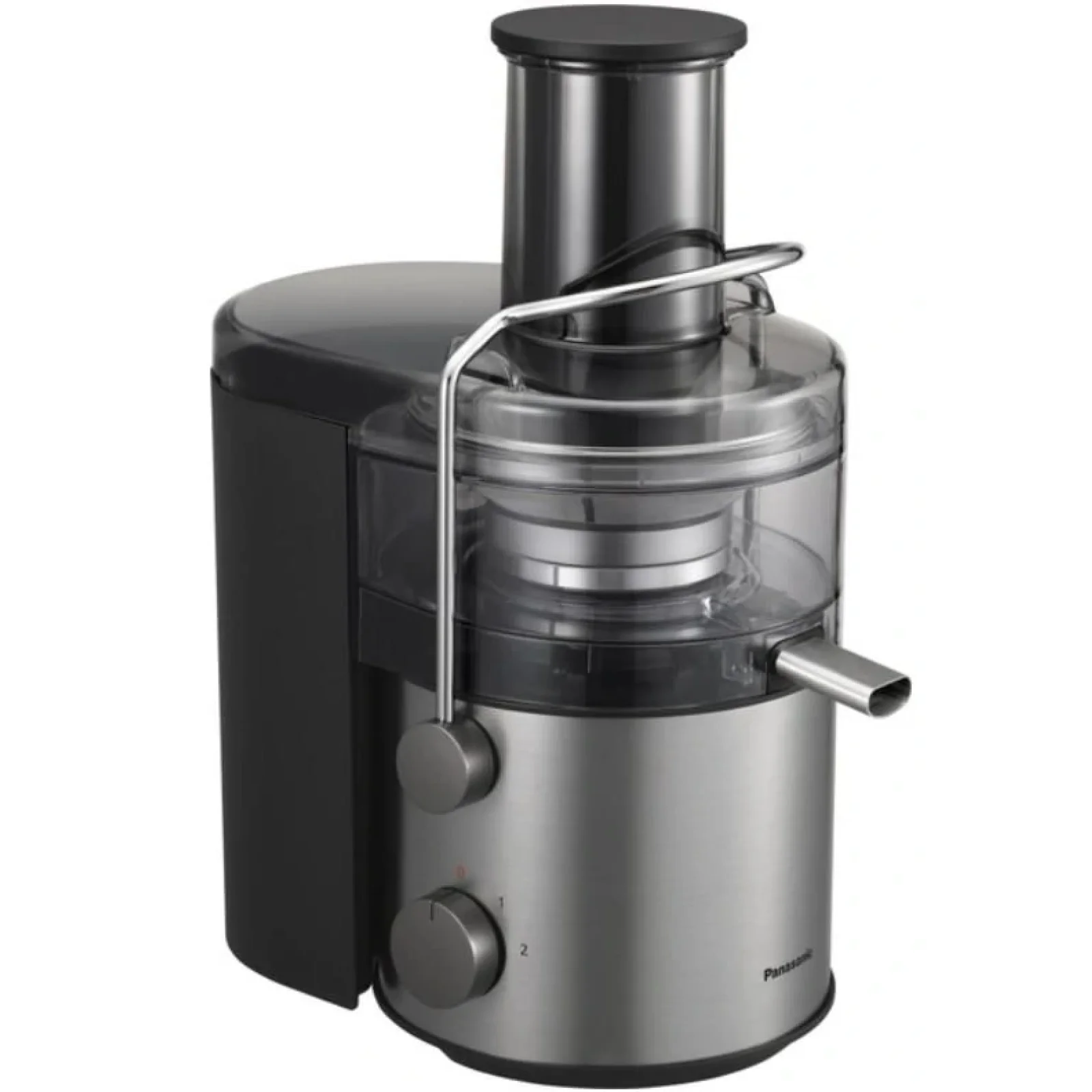Соковитискач Panasonic відцентрований 1000Вт, чаша-1.5л, жмих-2л, жолоб на ціле яблуко, пластик/метал, чорний, MJ-CB600STQ UA