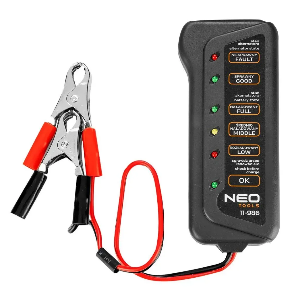 Тестер акумулятора Neo Tools, 12В, 2 затискачі типу 