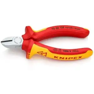 Кусачки-бокорізи KNIPEX діелектричні для робіт під напругою 10000В 0-4мм 125мм 0.121кг (70-06-125) UA