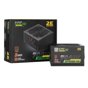 Блок питания 2E GAMING SOLID POWER (700W), >85%, 80+ Bronze, 120mm, 1xMB 24pin(20+4), 1xCPU 8pin(4+4), 3xMolex, 6xSATA, 4xPCIe 8pin(6+2), 2E-SP700BR-120 UA