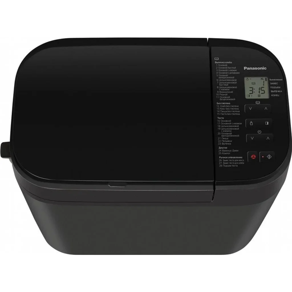 Хлібопічка Panasonic 550Вт, програм-1.25, макс.вага -1.25кг, форма-прямокутник, пластик, чорний, SD-R2530KTS UA