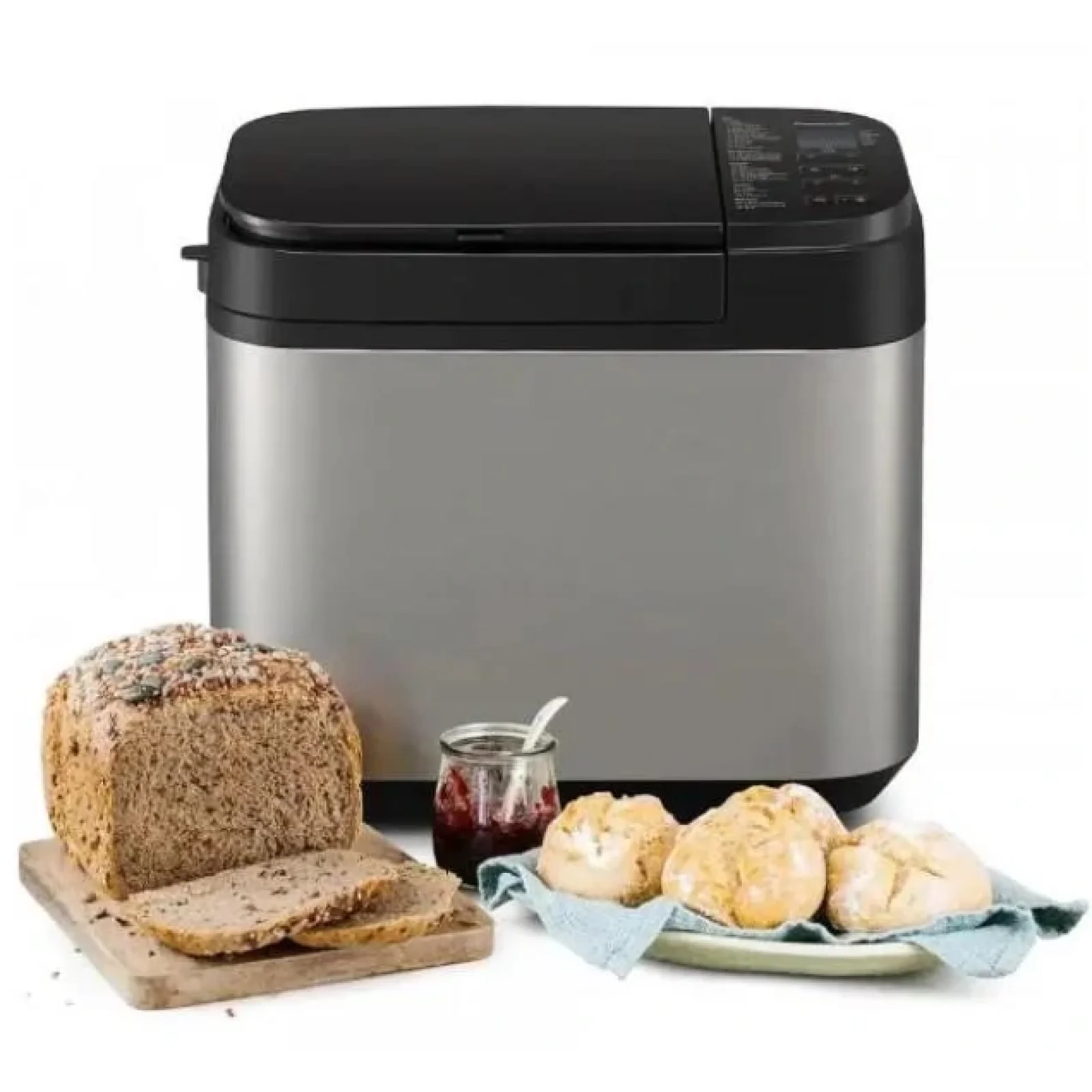 Хлібопічка Panasonic 550Вт, програм-1.25, макс.ваг -1.25кг, форма-прямокутник, метал, чорний, SD-YR2550STS UA