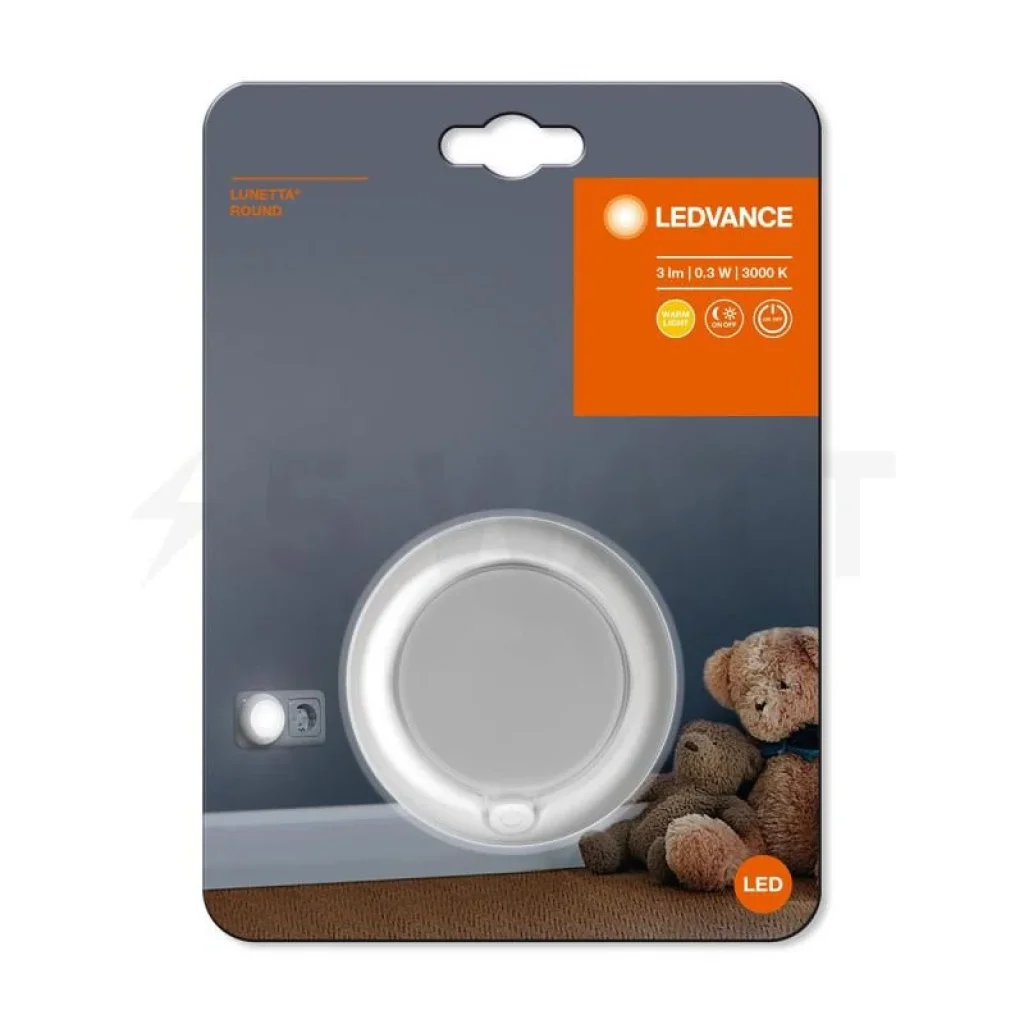Світильник LEDVANCE LED 0.3Вт 3000К сутінковий датчик білий LUNETTA, 4058075266827 UA