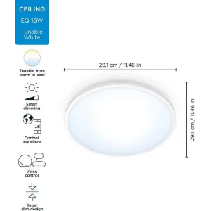 Світильник стельовий розумний WiZ SuperSlim Ceiling, 16W, 1500lm, 29,2см, 2700-6500K, Wi-Fi, білий, 929002685101 UA
