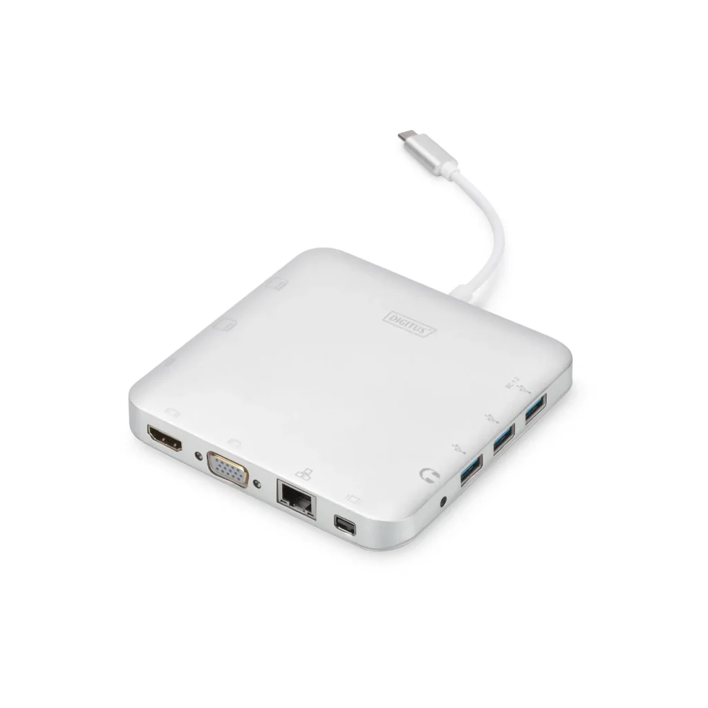 Хаб DIGITUS USB-C > HDMI/VGA/miniDisplayPort/3xUSB-A/USB-C/SD/MicroSD/RJ54/Audio (DA-70863) UA