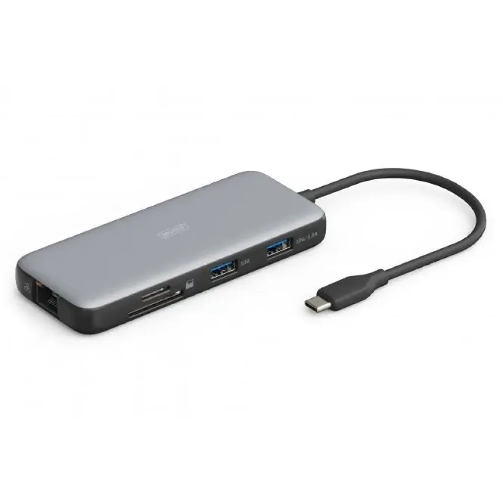 Док-станція DIGITUS USB-C > HDMI/2xUSB-A/USB-C/SD/MicroSD/RJ54 (DA-70914) UA