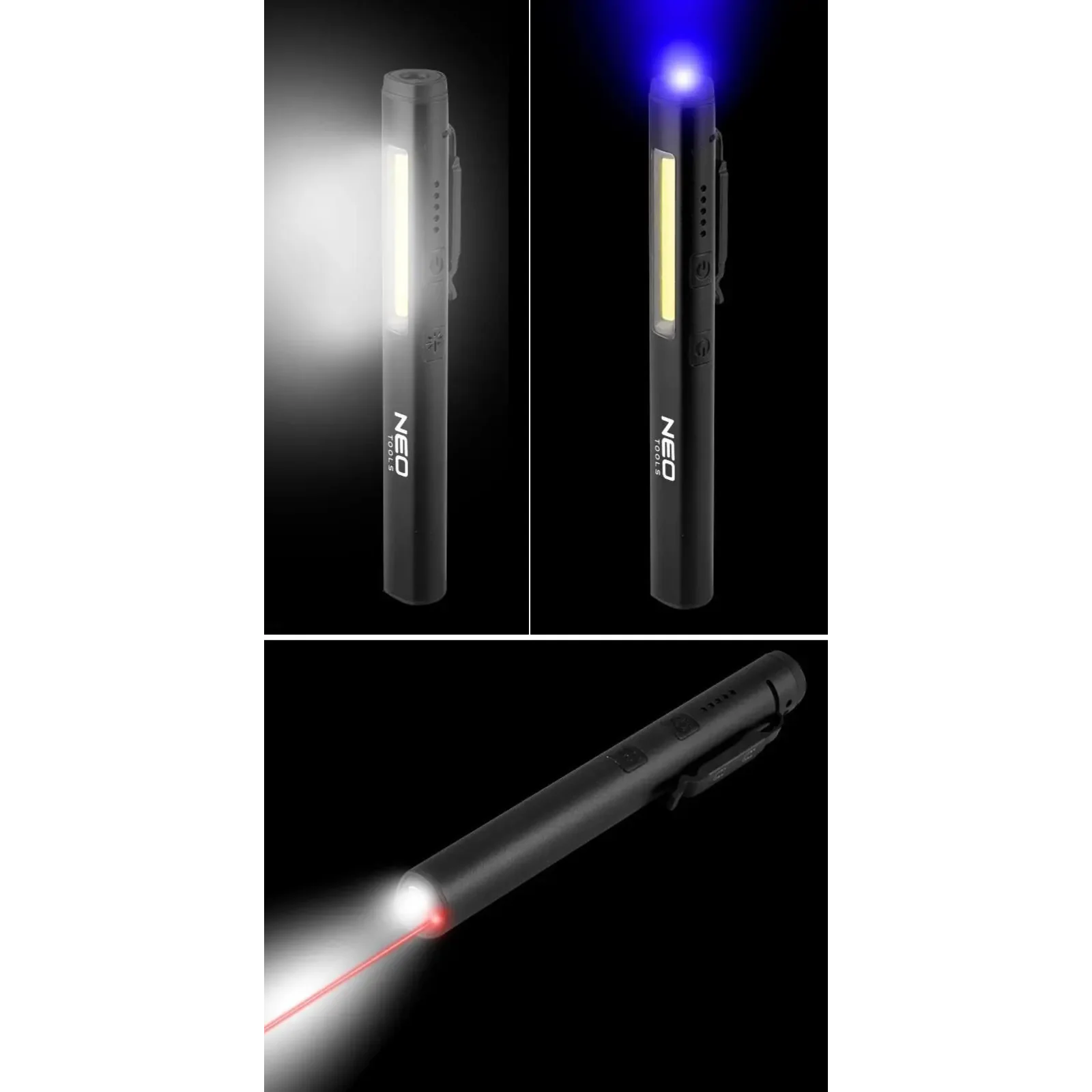 Ліхтар інспекційний акумуляторний Neo Tools, 4в1, 800мА•год, 450лм, 5+3Вт, лазер, УФ лампа 365нм, IP20 (99-077) UA