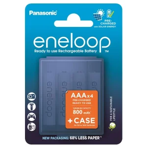 Акумулятор Panasonic Eneloop NI-MH AAA 800 мАг, 4 шт, з кейсом для зберігання (BK-4MCDEC4CP) UA