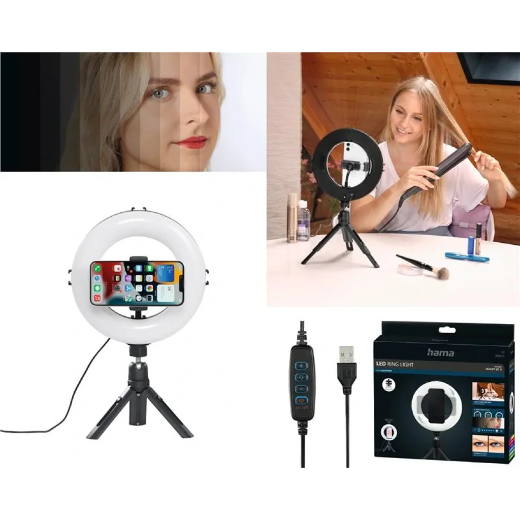 Штатив зі світлодіодним кільцем Hama SpotLight Smart 80 V2 BT Black, 00004657 UA