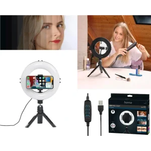Штатив зі світлодіодним кільцем Hama SpotLight Smart 80 V2 BT Black, 00004657 UA