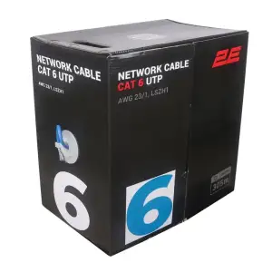 Кабель "вита пара" 2E CAT 6, U-UTP, 305м, AWG 23/1, LSZH-1, синій (2E-CBL6EUTP-LSZH1-BLU) UA