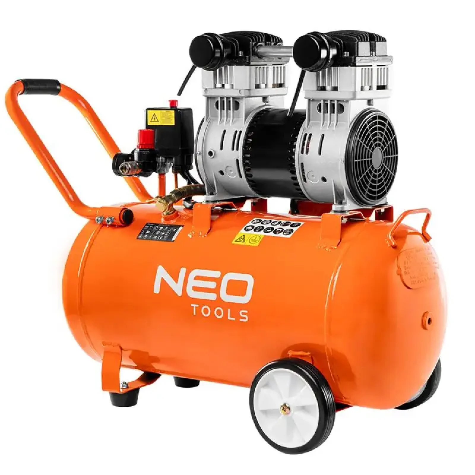 Компресор повітряний Neo Tools, безолійний, 1150Вт, 50л, 180л/хв, 8бар, 2-х поршневий, IP20 (12K022) UA