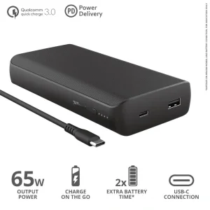 Зовнішній акумулятор Trust Laro 65W USB-C 20.000 mAh for laptop Black, 23892_TRUST UA