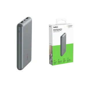 Зовнішній акумулятор Belkin 20000 mAh, 15Вт, 2хUSB-A/USB-C, cірий, BPB012BTGY UA