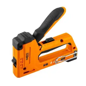 Степлер Neo Tools 4в1, 6-14мм, тип скоб J, G, L, E, алюмінієвий, регулювання забивання скоби (16-030) UA
