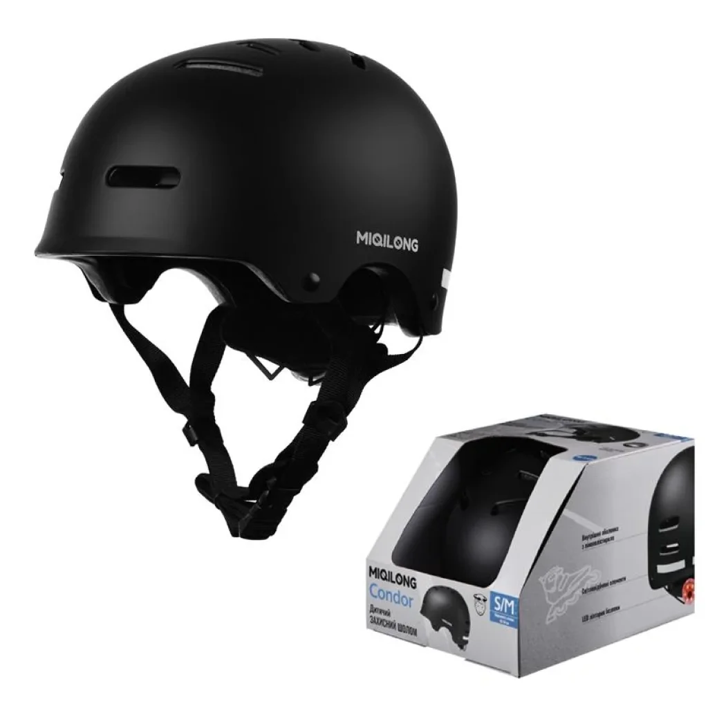 Дитячий захисний шолом Miqilong Condor чорний, CONDOR-M-BLACK UA