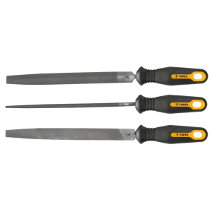 Напилки по металу TOPEX, (06A721, 06A722, 06A723), рукоятка двокомпонентна, 200мм набір 3шт (06A230) UA