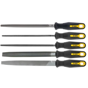 Напилки по металу TOPEX, рукоятка двокомпонентна, 200мм, набір 5шт (06A250) UA
