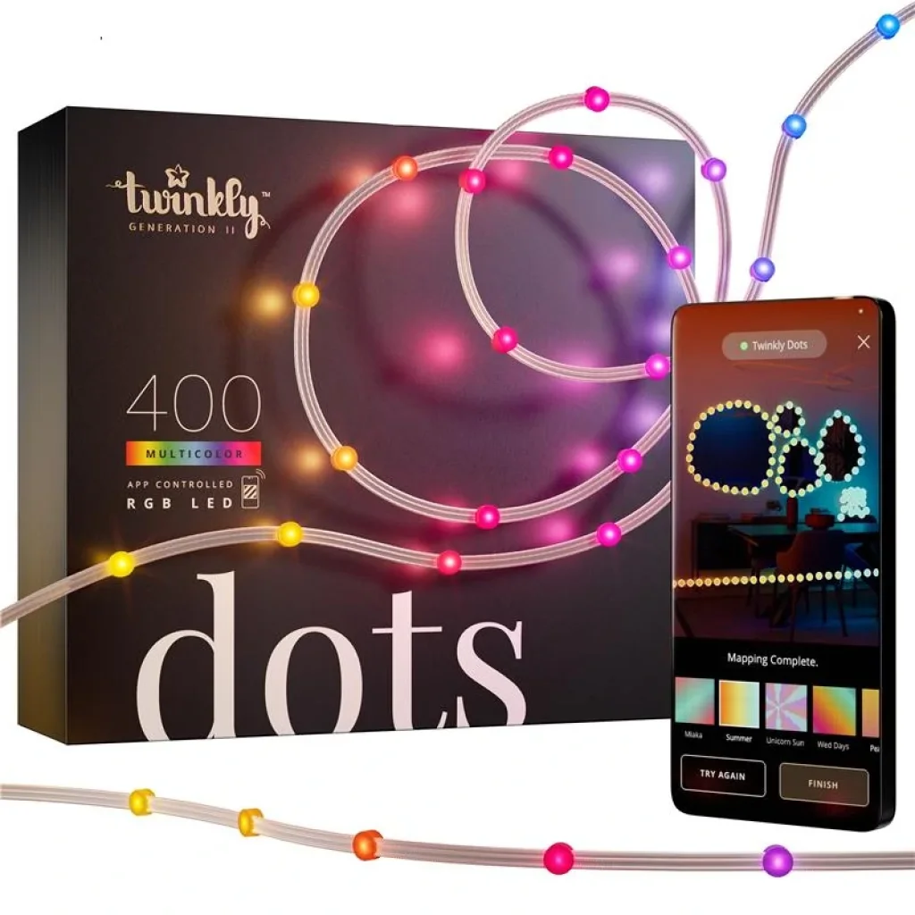Гірлянда Smart LED Twinkly Dots Lights RGB 400 Gen II, IP44, 20м, кабель прозорий, TWD400STP-TEU UA