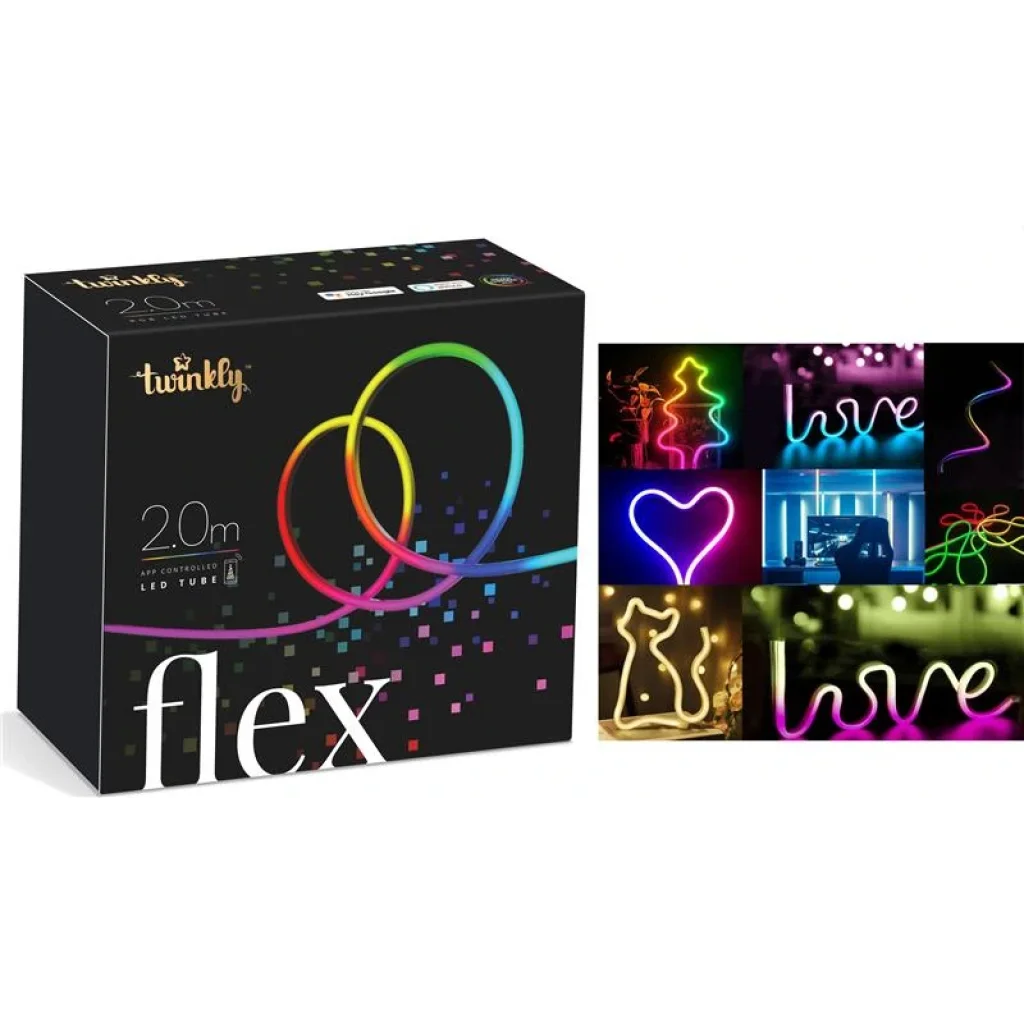 Smart LED Гірлянда Twinkly Flex RGB 200, гнучкий контур, IP20, довжина 2м, кабель білий, TWFL200STW-WEU UA