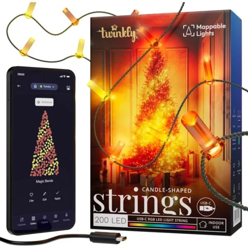 Гірлянда Smart LED Twinkly Candle RGB 200 Gen II IP20 14м Type C кабель зелений, TWKC200RGB-G UA