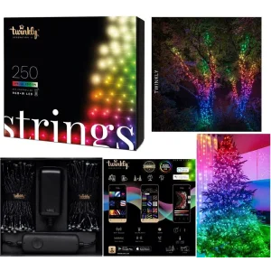 Smart LED Гірлянда Twinkly Strings RGBW 250, Gen II, IP44, довжина 20м, кабель чорний, TWS250SPP-BEU UA