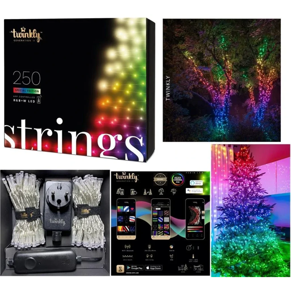 Smart LED Гірлянда Twinkly Strings RGBW 250, Gen II, IP44, довжина 20м, кабель безбарвний, TWS250SPP-TEU UA