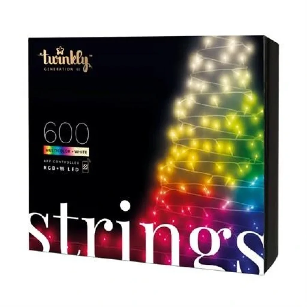 Гірлянда Smart LED Twinkly Strings RGBW 600, Gen II, IP44, довжина 48м, кабель чорний, TWS600SPP-BEU UA