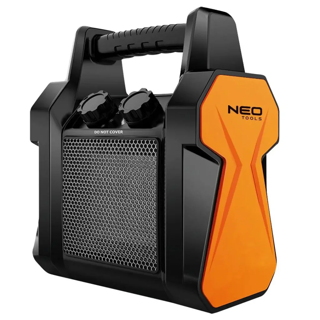 Теплова гармата електрична Neo Tools, 2кВт, 20м кв, 139м куб/год, керамічний нагрів. елемент (PTC), переносна, чорний (90-060) UA
