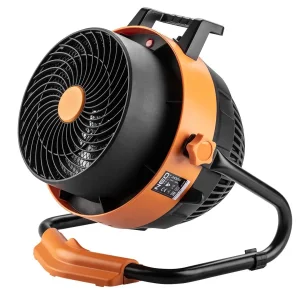 Теплова гармата електрична Neo Tools, 2в1, 2.4кВт, 35-50м кв, 460м куб/год, ручне регулювання, чорно-помаранчевий (90-070) UA