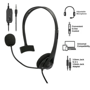 Гарнітура ПК моно On-ear 2E CH11 mini-jack, omni-mic, 1.2м, Black, 2E-CH11MJ UA